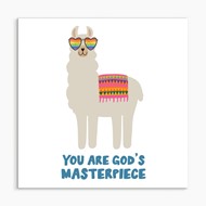 You Are God's Masterpiece (Llama) White Framed Print 8x8