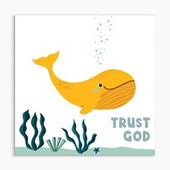 Trust God (Whale) White Framed Print 8x8