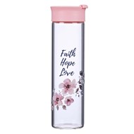 Faith Hope Love Glass Water Bottle