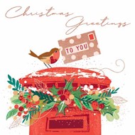Christmas Cards: Robin on Postbox (pack of 4)