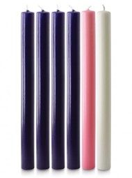 Advent Candle Set 12" x 1" - 4 Purple, 1 Pink, 1 White
