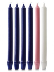 Advent Candles 12" x 1" - 4 Purple, 1 Pink, 1 White Fluted