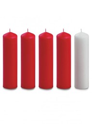 Advent Candle Set 8" x 2" - 4 Red, 1 White