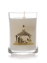 Nativity Glass Non Scented Candle (Individual)