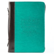Philippians 4:13 Turquoise Bible Case, Large