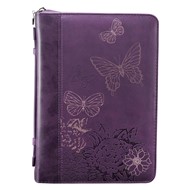 Butterfly Purple Bible Case, Large