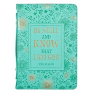 Be Still and Know Turquoise Fashion Bible Case, Large