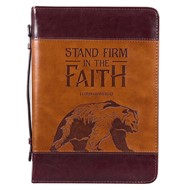 Stand Firm Brown Classic Bible Case, Large