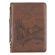 On Wings Like Eagles Brown Classic Bible Case, Medium