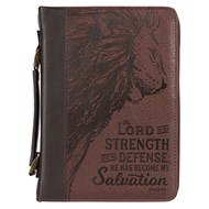 Lord is My Strength Brown Classic Bible Case, Extra Large