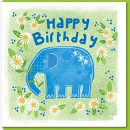 Birthday Elephant & Daisies Greeting Card