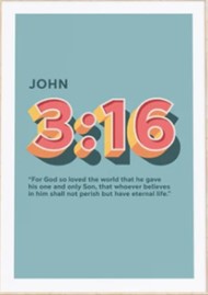 For God So Loved - John 3:16 - A3 Print (Blue)