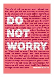 Do Not Worry - Matthew 6 - A3 Print - Coral