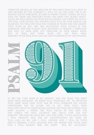 Psalm 91 - Modern Christian Typographic - A4 Print - Green