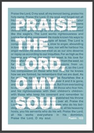 Praise The Lord, O My Soul - Psalm 103 - A3 Print - Blue