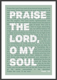Praise The Lord, O My Soul - Psalm 103 - A3 Print - Green