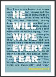 He Will Wipe Every Tear - Revelation 21 - A4 Print - Blue