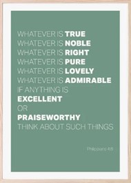 Whatever Is True - Philippians 4:8 - A3 Print - Green