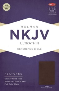 NKJV Ultrathin Reference Bible, Brown Genuine Cowhide