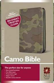 NLT Compact Camo Bible Green Canvas Zip