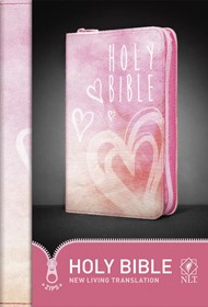 NLT Zip Bible Pink Hearts