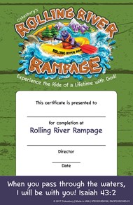 VBS 2018 Rolling River Rampage Student Certificates