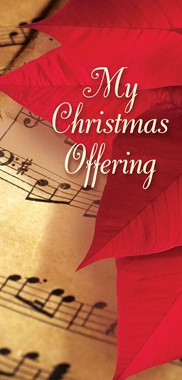 Christmas Poinsettia & Music Christmas Offering Envelope (Pk