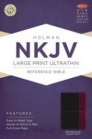 NKJV Large Print Ultrathin Reference Bible, Black/Burgundy