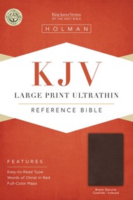 Kjv Large Print Ultrathin Reference Bible, Brown Genuine Cow