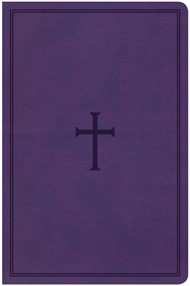 KJV Large Print Personal Size, Purple Cross LeatherTouch
