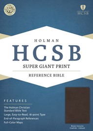 HCSB Super Giant Print Reference Bible, Brown Genuine Cowhid