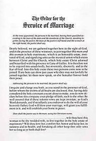 Traditional Marriage Service Bulletin Insert (Pkg of 6)