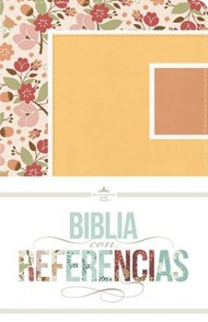 RVR 1960 Biblia con Referencias, floral, durazno/damasco sím