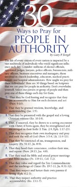 30 Ways to Pray for People in Authority (pack of 50)
