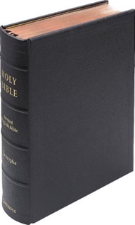 REB Lectern Bible With Apocrypha, Black Goatskin Leather