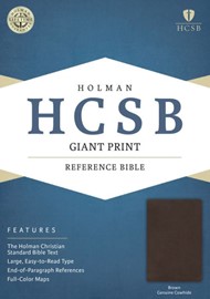 HCSB Giant Print Reference Bible, Brown Genuine Cowhide