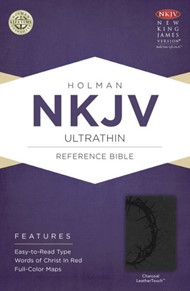 NKJV Ultrathin Reference Bible, Charcoal Leathertouch