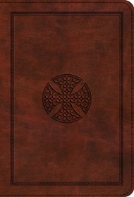 ESV: Large Print Compact Bible Trutone, Brown, Mosaic Cross