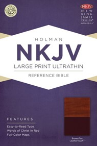 NKJV Large Print Ultrathin Reference Bible, Brown/Tan