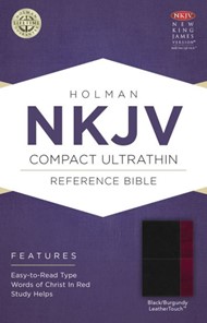 NKJV Compact Ultrathin Bible, Black/Burgundy Leathertouch