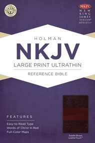 NKJV Large Print Ultrathin Reference Bible, Saddle Brown