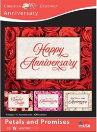 Boxed Card Anniversary - Petals and Promises (pack of 12)