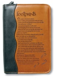 Italian Duo-Tone Footprints Bible Cover, Medium