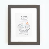 Be Strong (Bicycle) Framed Print, Grey (10x8)
