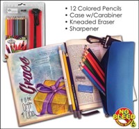Coloured Pencil Set (12 pencils w/ Sharpener, Eraser & Case) (Kit)