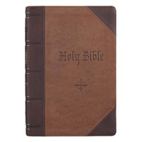 KJV Giant Print Bible, Brown Two Tone, Indexed (Imitation Leather)