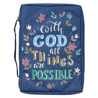 All Things Possible Navy Floral Value Bible Case, Large (Bible Case)