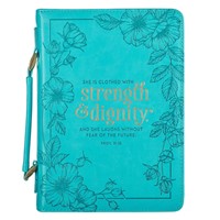 Strength and Dignity Teal Fashion Bible Case, Medium (Bible Case)