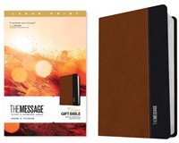 Message Deluxe Gift Bible, Large Print, Saddle Tan/Black (Imitation Leather)
