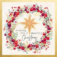 Christmas Cards: Star & Berry Wreath (Pack of 4) (Cards)
